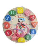 Montessori Early Learning Educational Wooden Shape Color Sorting Clock - New