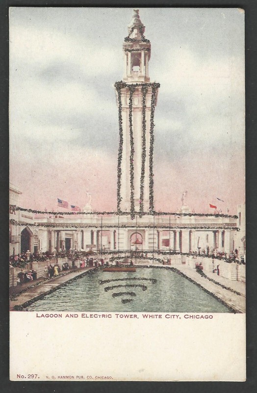 WHITE CITY CHICAGO Lagoon and Electric Tower 1900s Undivided Postcard