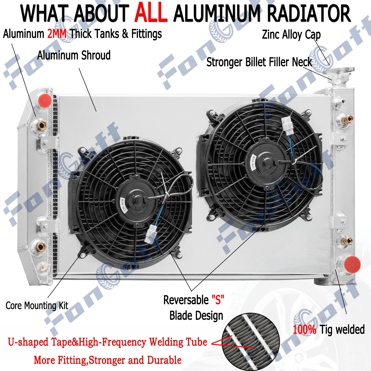 4 Row Radiator+Shroud Fan Fit 1988-99 Chevy GMC C/K C1500 C2500 C3500 5.7L V8
