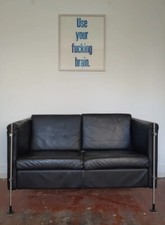 ARFLEX Sofa 2-Sitzer Leder Felix schwarz Design Vogtherr ähnl LC2 Couch Italien 