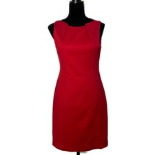 Tahari Dress 2 Solid Red Lined Pretty Romantic Chic Sleeveless Career Party