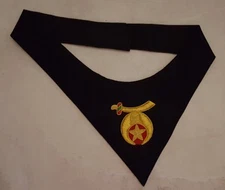 Shriner Black Cravat with Hand Embroidery Symbol Mason