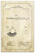 Vintage Ring Gage Patent Art Print 11x17 Designer Jewelry Store Wall Decor Gift