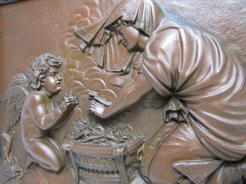 FORNI CUPID & PSYCHE Antique Decorative Arts High Relief Plaque Cherub Ornate - Picture 6 of 12