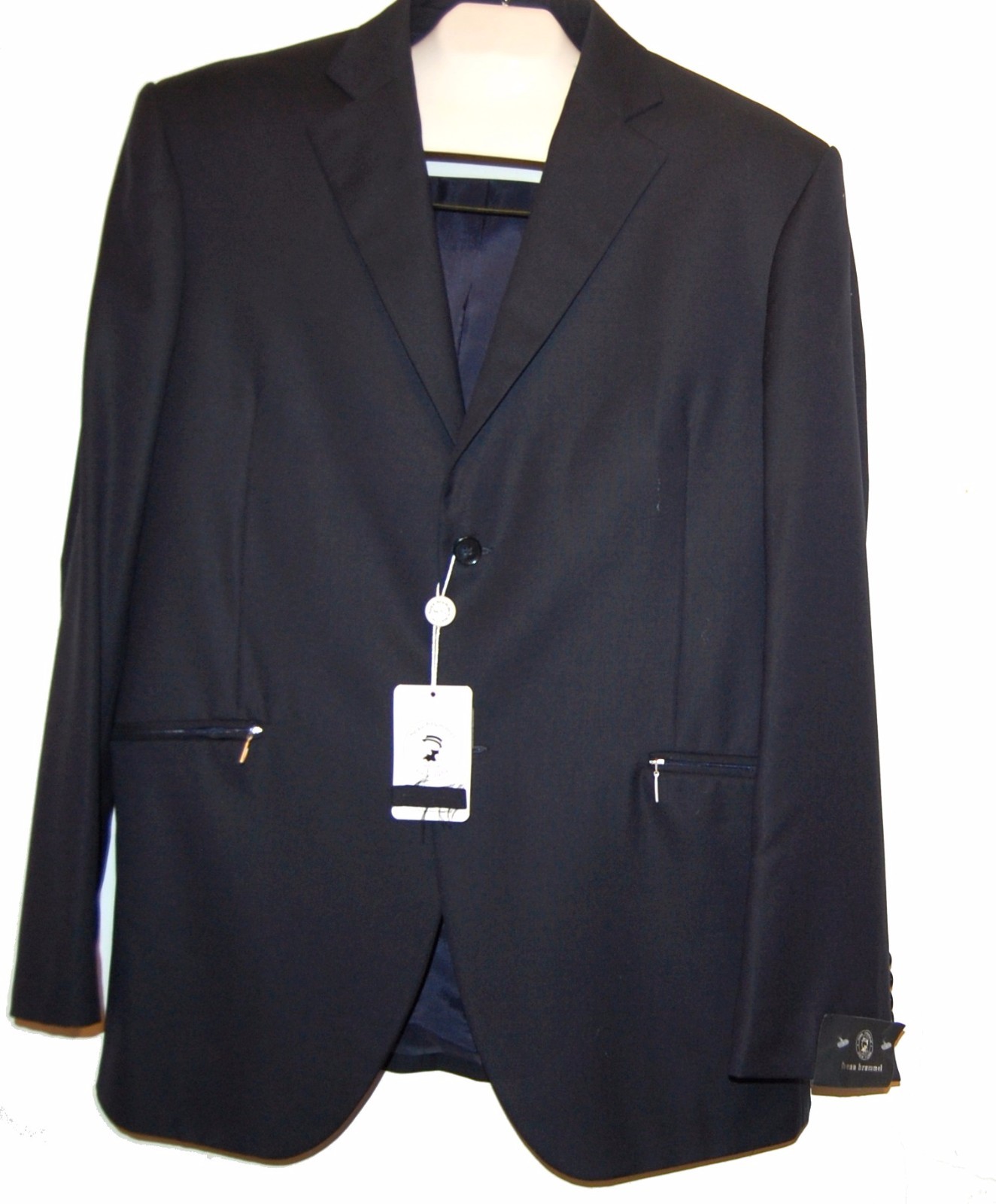 Beau Brummel Black Navy Mens Italy Sport Stylish Wool Jacket Blazer Size US 46