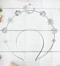 Goddess Halo Crown, Star Moon Halo Headband, Bird Lover Headpiece, Silver Crown