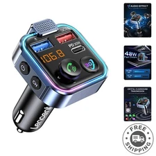 Hands-Free Calling & 3D Stereo Bluetooth Transmitter with Fast Charging Ports