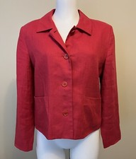 Talbots Petities Size 6 Pink 100 Irish Linen Button Front Blazer Jacket