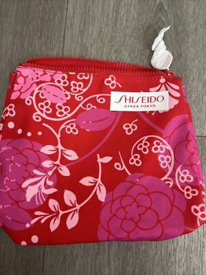 SHISEIDO Ginza Tokyo Red Glam Makeup Zipper Cosmetic Bag New
