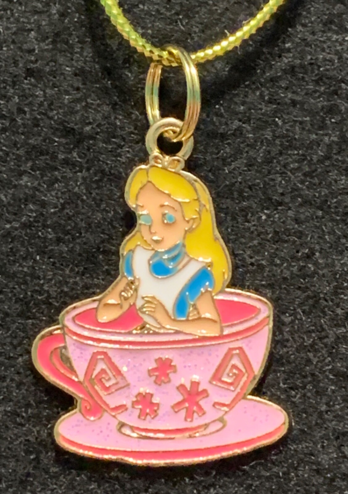 ALICE in WONDERLAND Necklace NEW Disney Tea Cup Ride We’re All Mad Here