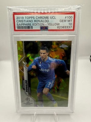 CRISTIANO RONALDO 2019 TOPPS CHROME UCL SAPPHIRE YELLOW 04/99 PSA 10 GEM MINT