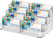 Acrylic Business Card Holder, Desktop Card Display Stand, 8 Pockets 4-Tier Fre
