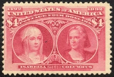 US Stamps # 244 Columbian MVLH F-VF $4 Deep Shade Scott Value $2,100.00
