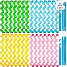Assorted Color 28 Spiral Curlers - Heatless Styling for All Hair Types, 45 cm