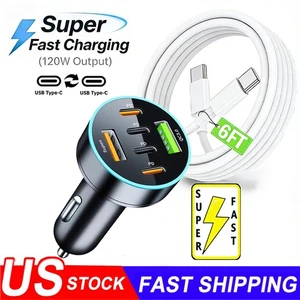 Pour Samsung Galaxy S26 Ultra S25 S24 S23 120W Chargeur de voiture de type C rapide