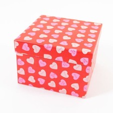 Red with Sweet Phrases Love Hearts Valentine's Square Gift Box 16cm