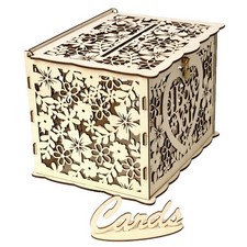 Wedding Gift Card Box Wooden Money Box with Lock Wishing Well Card Box