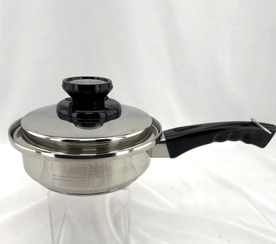 Vtg Lustre Craft USA 1 Qt Sauce Pan 5 Ply T304 Stainless Steel w Vented Lid