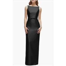 Alfred Sung Black Sleeveless Satin Twill Column Gown size 4 style D881 NWOT 