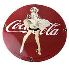 Vintage Coca Cola Porcelain Sign - Beverage Gas Pump Bottling Service Soda Sign