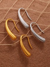 18K gold plated Stainless Steel Drop Hook Earrings Waterproof No Tarnish E01