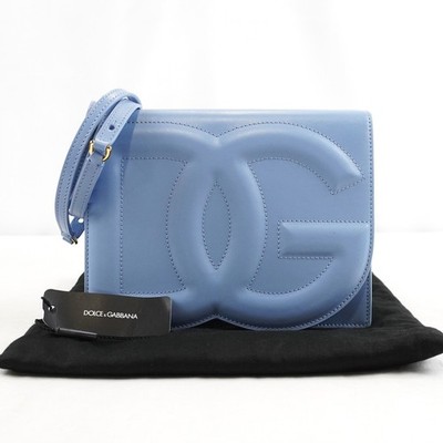 Dolce & Gabbana DG Logo Crossbody Bag In Light Blue Calfskin