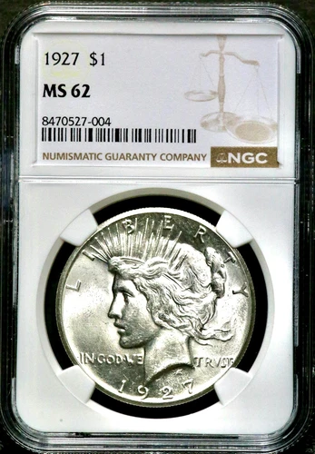 1927 Peace Silver One $1 Dollar - NGC MS 62   CC762