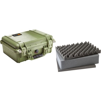 Pelican 1450 OD Green Equipment Case with Foam 13'' x 16'' x 6.88''