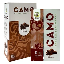 Camo Wraps - Chocolate Flavor Natural Rolling Papers - Full Box, 25 Pouches