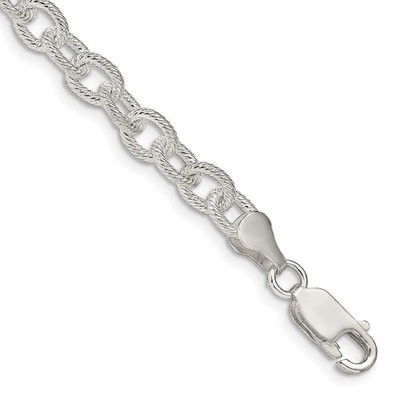 Sterlingsilber 6,25 mm ausgefallen gemustert Rolo Kette Armband 7'' 11,32 gm
