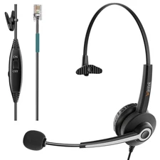 Wantek Corded Telephone Headset RJ9, with Noise Canceling Mic Mono