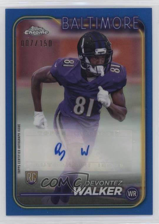 2024 Topps Chrome Rookie Blue Refractor 7/150 Devontez Walker Auto RC 1k9t