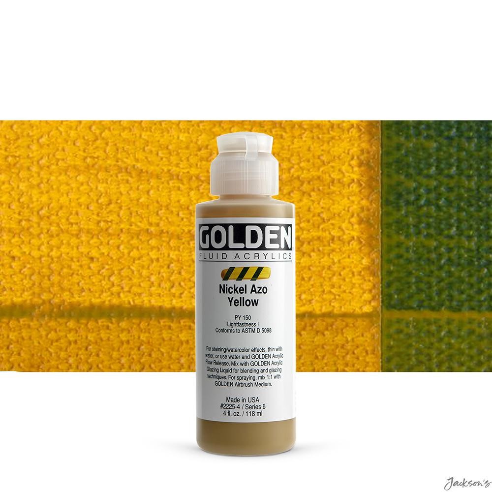 Golden Fluid Acrylic Paint 118ml Nickel Azo Yellow For Spraying Brushing Stai...