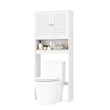 Bathroom Space Saver Storage Organizer w/ Double Doors, Adjustable Shelf White
