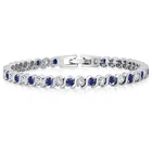 3MM Simulated Sapphire and Sparkling White Cubic Zirconia Tennis Bracelet for