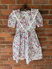Vintage Handmade Girls Dress 70s 80s Gunne Floral Cottage Prairie Collar Size 10