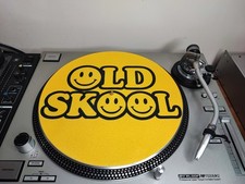 Old Skool DJ Slipmat 12" Yellow Acid Face Vinyl Turntable Mat Rave Retro Slipmat