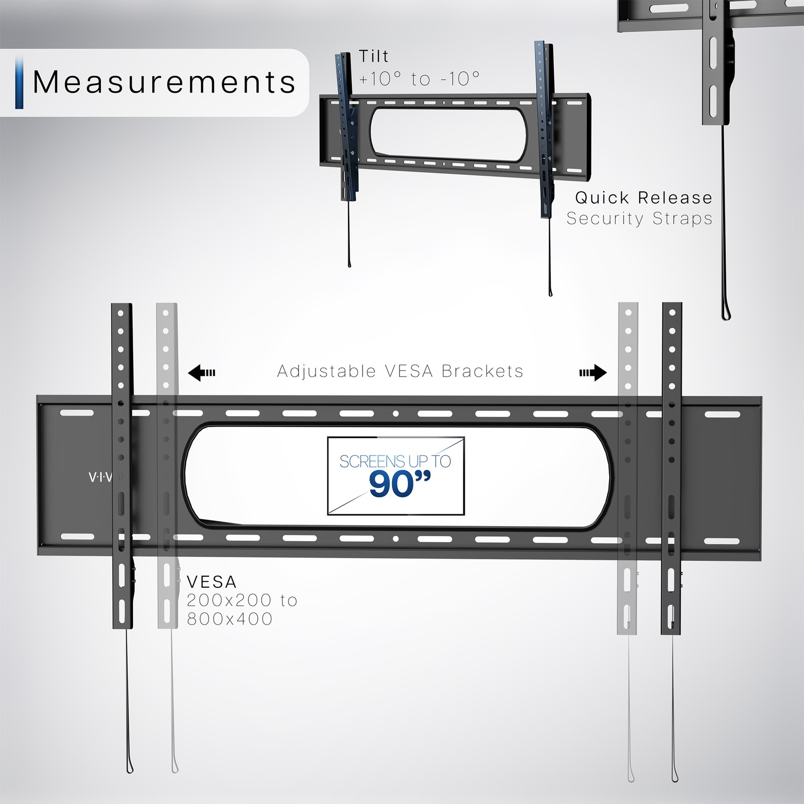 Ultra Heavy Duty Tilting TV Wall Mount for 43 to 90 inch Screens