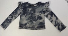 Joe  s Jeans Girls Sweatshirt Size 4 Gray Tie Dye Ruffle Shoulder Long Sleeve
