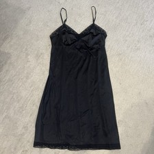 VANITY FAIR Black Nylon Full-Length Slip Style 10-103 Size 40 28  Lace Trim