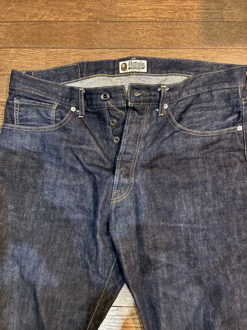 A BATHING APE Straight Denim Pants Jeans Navy XL Inseam 70cm BA0226133 thumbnail 2