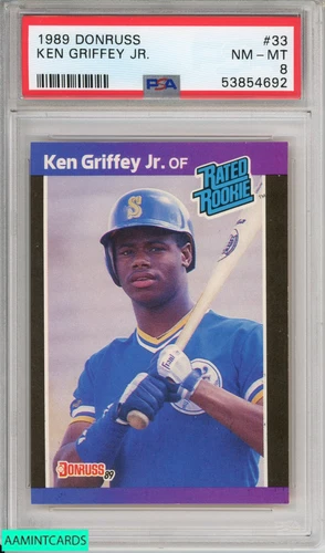 1989 DONRUSS KEN GRIFFEY JR #33 ROOKIE HOF SEATTLE MARINERS RC PSA 8 NM-MT