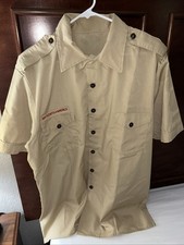 Boy Scout BSA UNIFORM SHIRT Mens Large Tan Short Sleeve D15