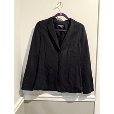 VINCE Blazer size 6 BLACK WOOL BLEND Front Pockets 3 Button Closure Collared