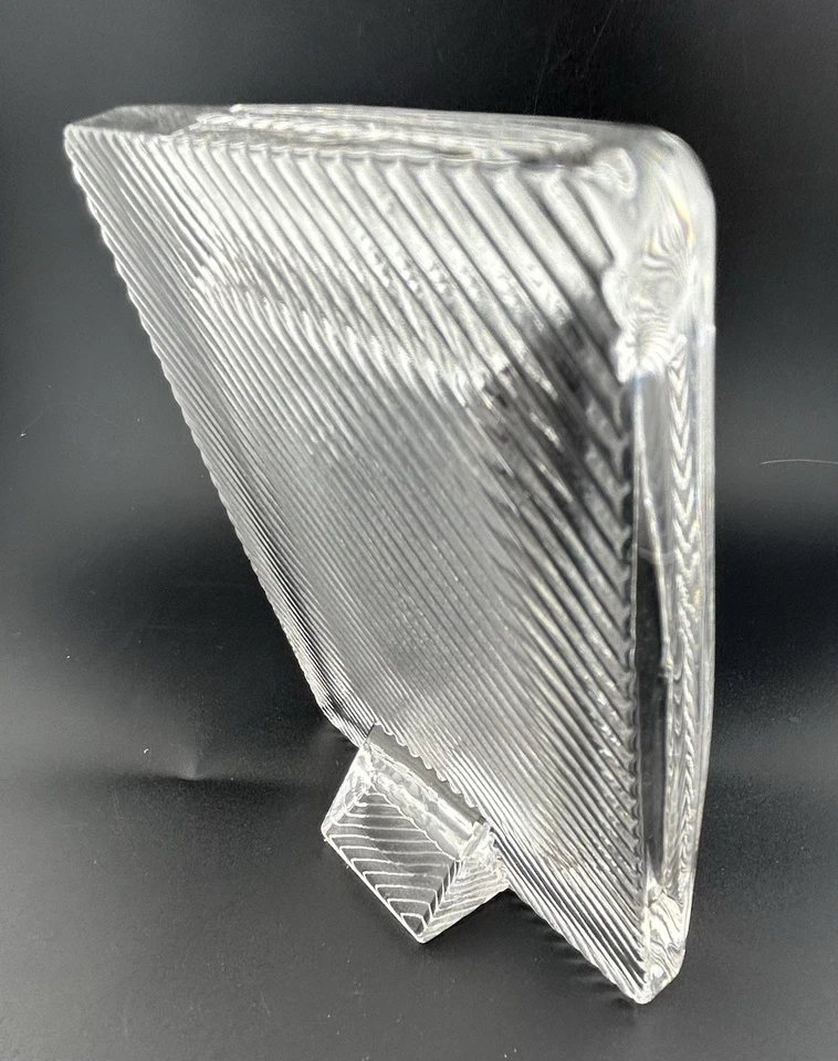 Vintage MIKASA Art Deco Picture Frame Clear Heavy Glass Crystal Ribbed 4x5 - Image 2 of 4