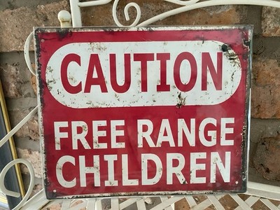 Achtung Freilandhaltung Kinder Garten / Hof / Bauernhof etc Warnschild