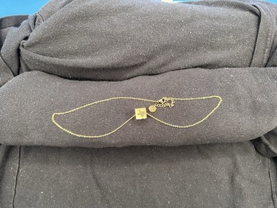 Rustic Cuff Cube Texas Pendant Necklace Gold Tone 18  + 2  