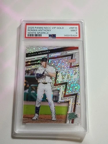 Roman Anthony 2025 The National VIP White Sparkle SSP RC Boston Red Sox PSA 9