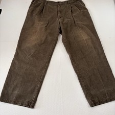 Haggar Pleated Corduroy Trousers in Brown Mens Size 40 x 32