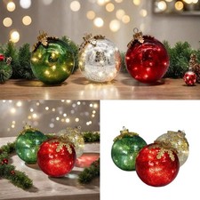 Glass Tabletop Christmas Ornaments, Red Gold Green Globe Sets, Christmas Decor